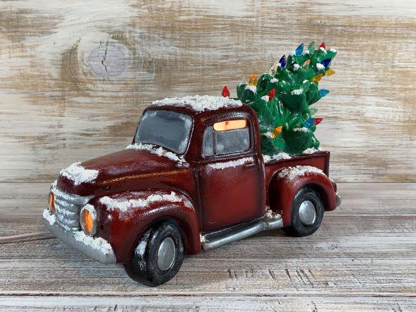 Red Ceramic Truck with Tree
